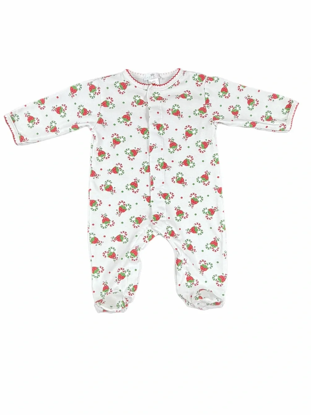 BABY BLISS Pima Candy Cane Snap Footie - 3-6M